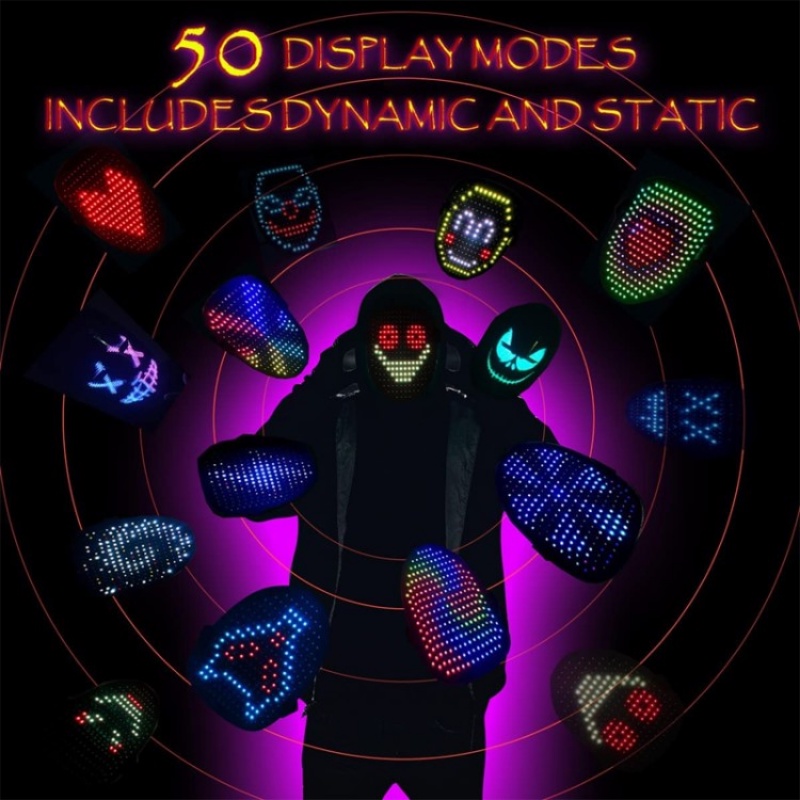 Mặt Nạ Hóa Trang Halloween Phong Cách Mới 2023 Có Đèn LED Sạc USB