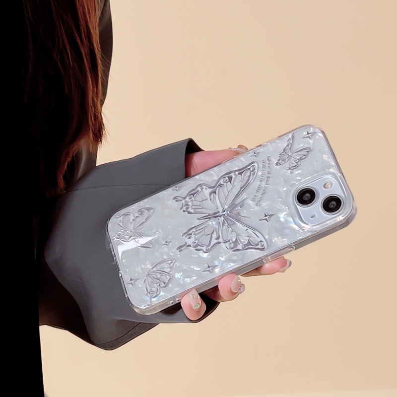 Ốp Điện Thoại Dẻo Trong Suốt Siêu Mỏng Họa Tiết Bươm Bướm / Ngôi Sao Thời Trang Cho iPhone 14 13 12 11 Pro Max 14 Plus