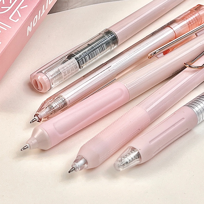 Hộp 5 Bút Bi Mực Đen Ngòi 0.5mm Chất Lượng Cao