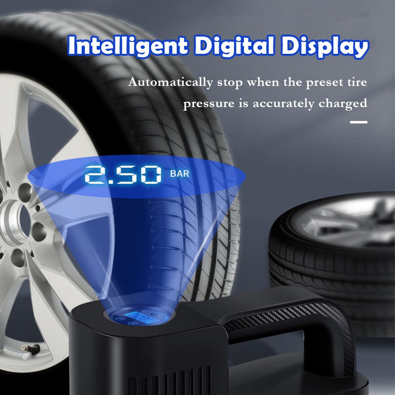 Máy Bơm Lốp Xe Không Dây, Tiết Kiệm Thời Gian Và Sức Lực, Máy Bơm Xe Máy Bằng Điện Công Suất Cao, Tự Ngắt Tiện Lợi