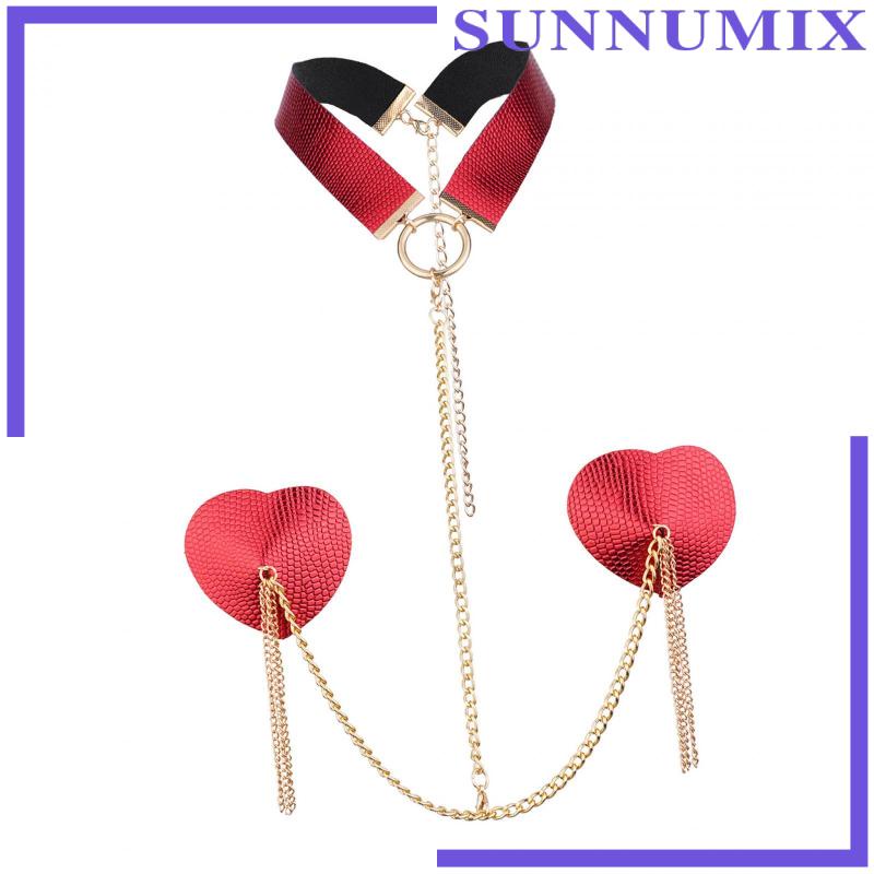 [Sunnimix] Dây Xích Đeo Ngực Trang Trí Áo Ngực Phát Nhạc Phụ Kiện Tiệc Cưới L