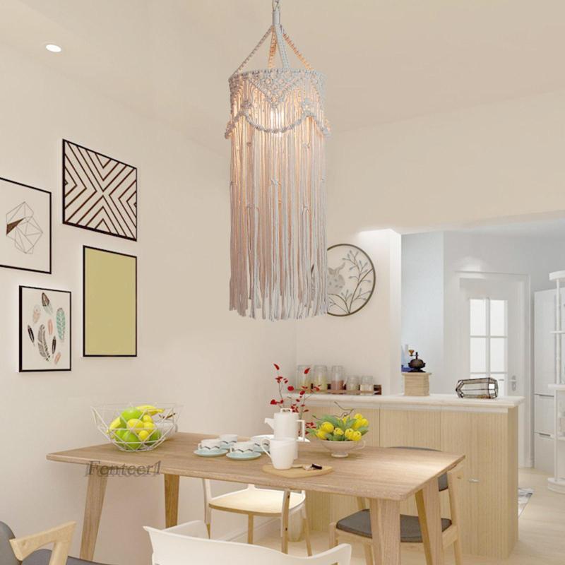 [Fenteer1] Mặt Dây Đèn Macrame Thay Thế Trang Trí Phòng Khách Sạn