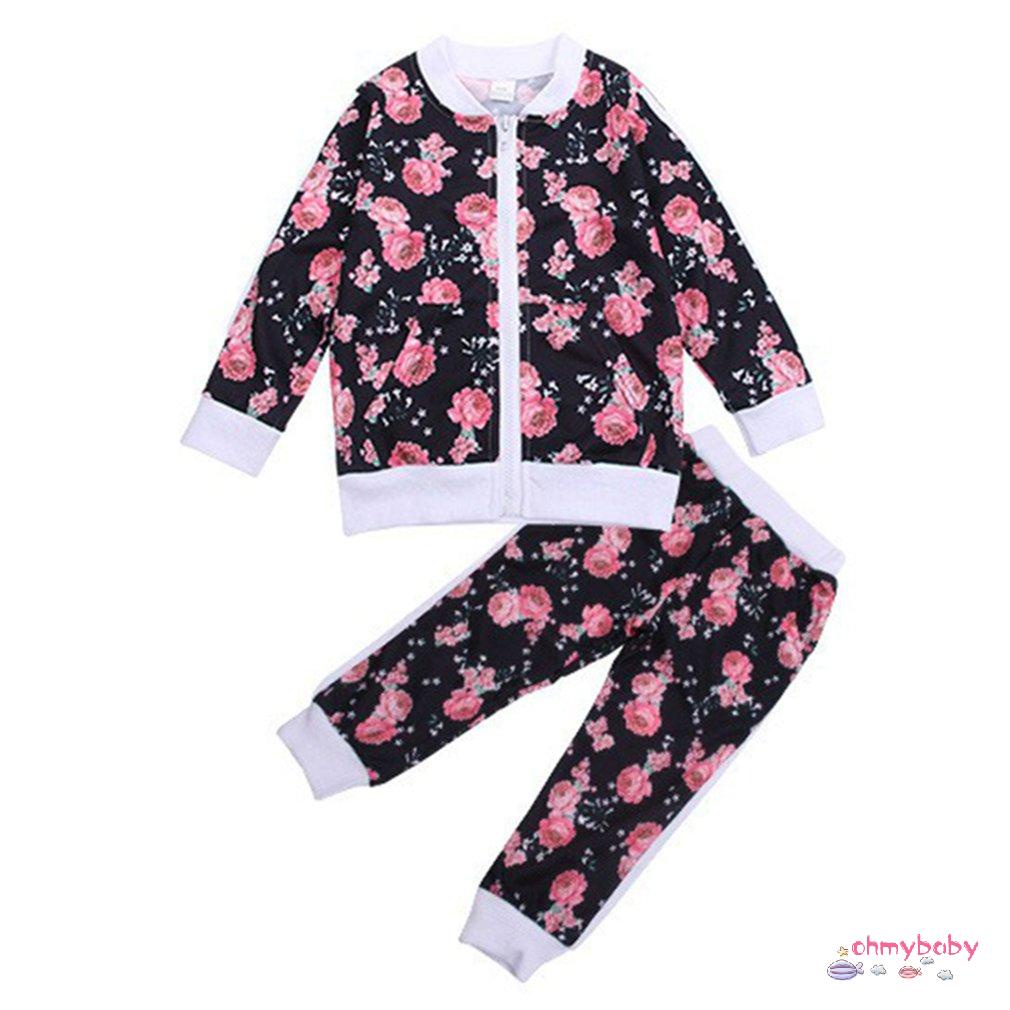 [InStock] Girl'S Phù Hợp Với Mùa Thu Và Đông Thời Trang Hoa Hồng Giản Dị Bộ Đồ Thể Thao Dài Tay In Hình Cổ Thuyền [Z/10]