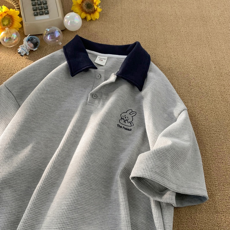 Áo Thun polo Ngắn Tay Dáng Rộng Màu Sắc Tương Phản Thời Trang Mùa Hè Cho Nam