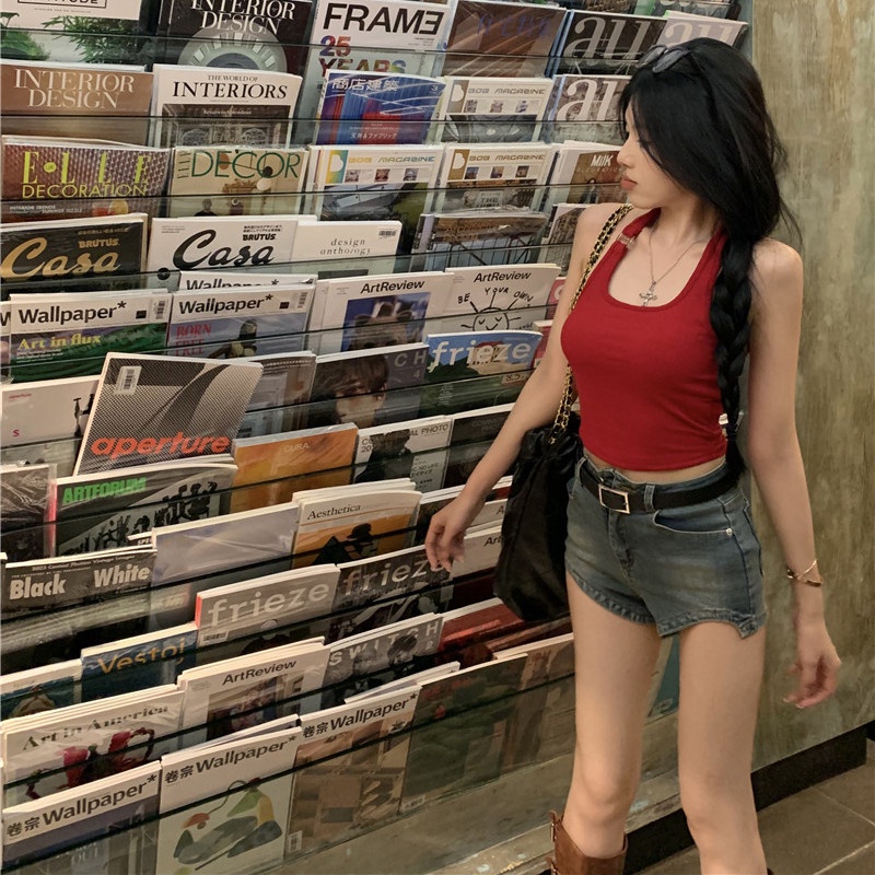 Áo Croptop Hai Dây Màu Sắc Thời Trang Quyến Rũ Cho Nữ