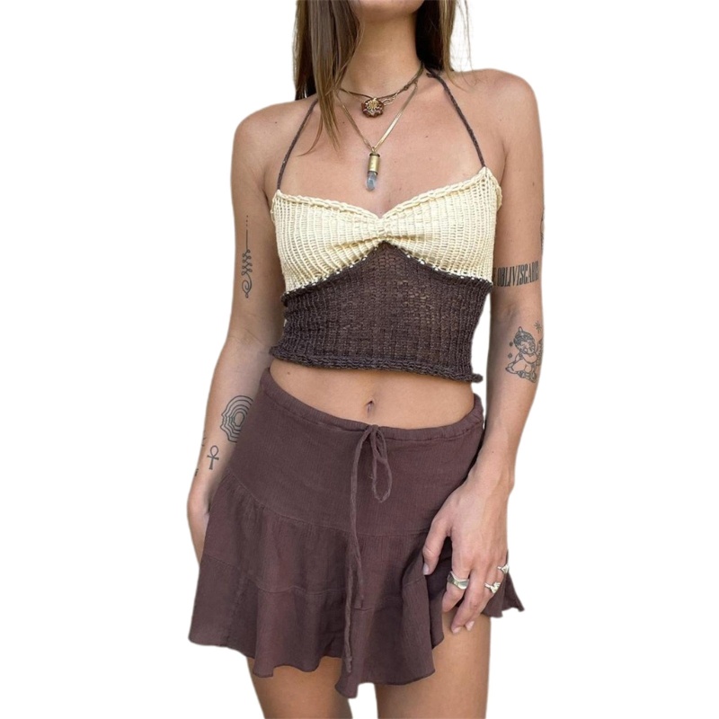 Áo Lửng Dệt Kim Cổ V Phối Ren Gợi Cảm Cho Nữ