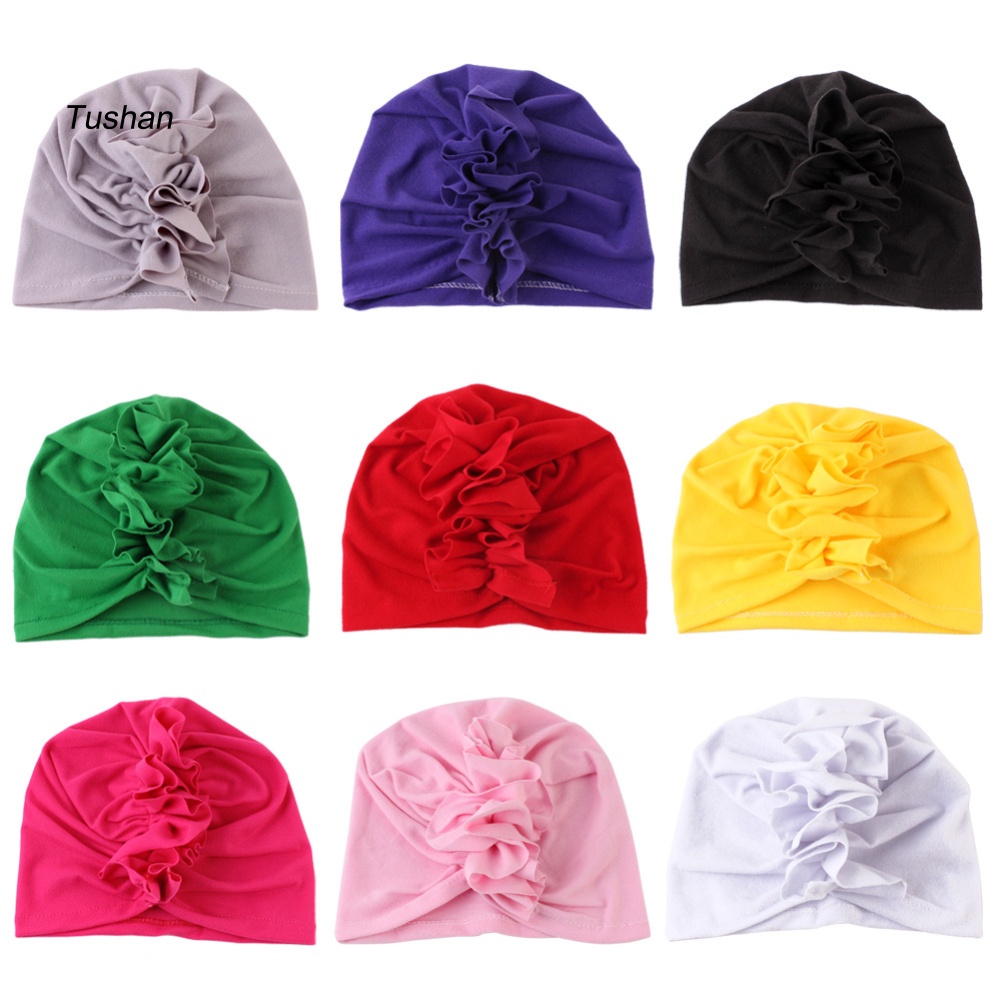 Mũ Cotton Màu Trơn Thoáng Khí Thắt Nút Thời Trang Xuân Hè Cho Bé Sơ Sinh