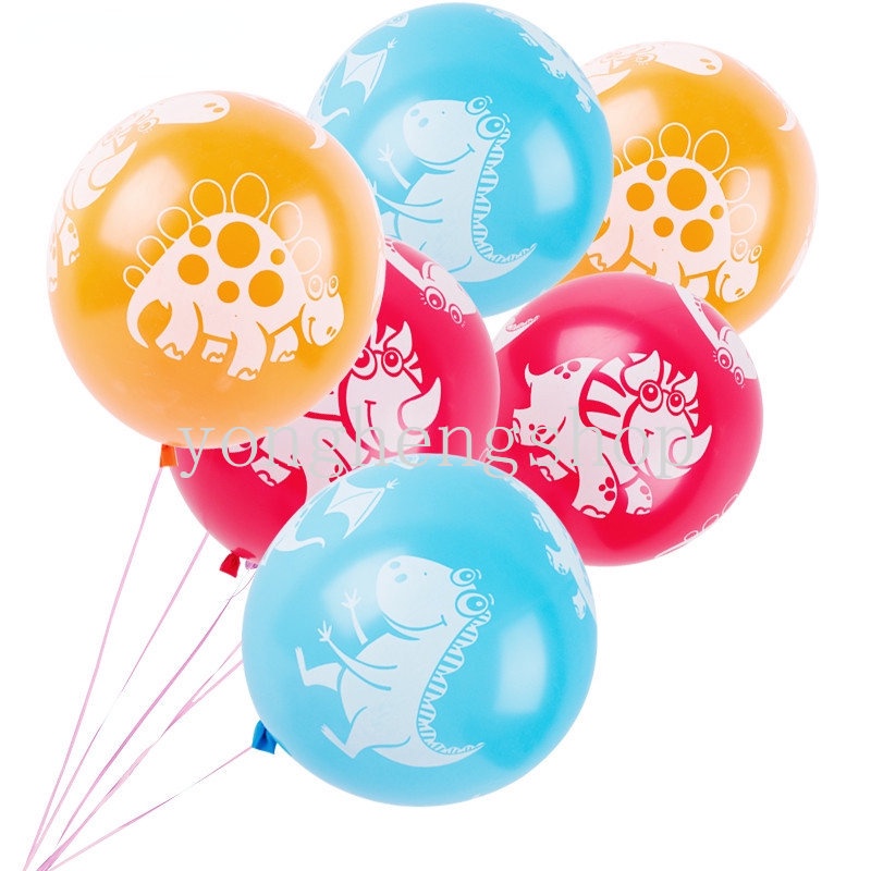 Set 10 Bong Bóng 12inch Hình Khủng Long Hoạt Hình Nhiều Màu Trang Trí Tiệc Sinh Nhật Cho Bé