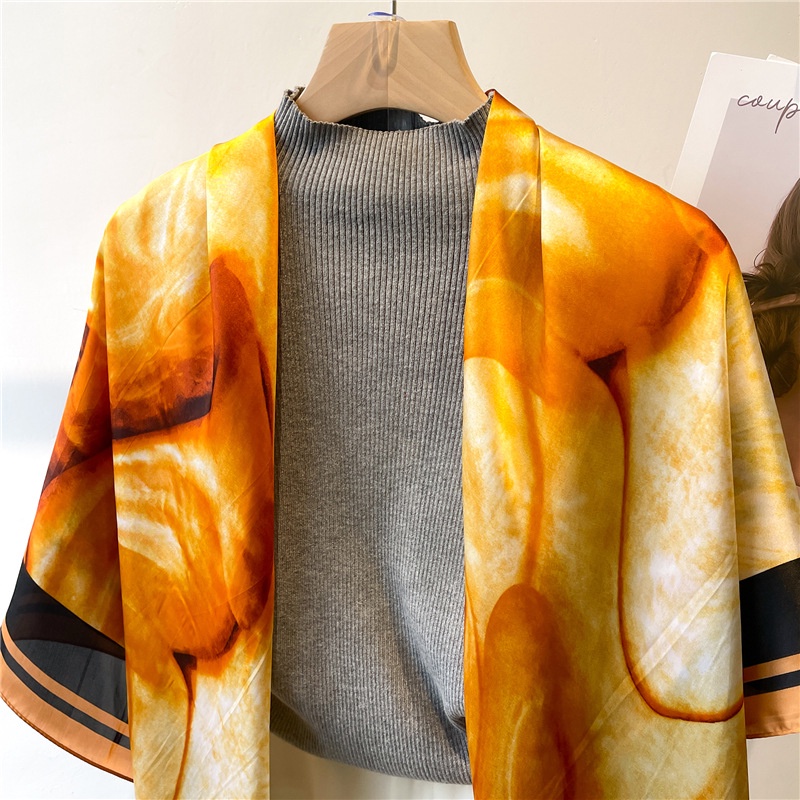 Khăn Quàng Cổ Chống Nắng Mùa Hè Bằng Lụa Satin Cỡ Lớn 110cm Xoay Được Nhiều Màu Sắc