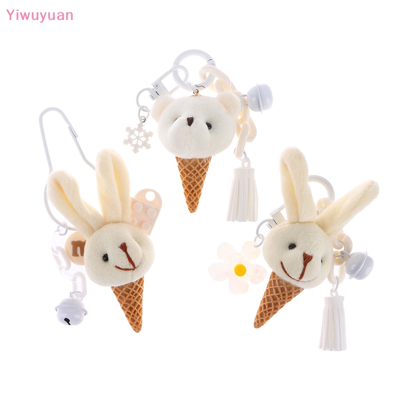 < Yiwuyuan > Móc Chìa Khóa Hình Thỏ / Gấu Nhồi Bông Hoạt Hình Dễ Thương Trang Trí Ba Lô / Ô Tô