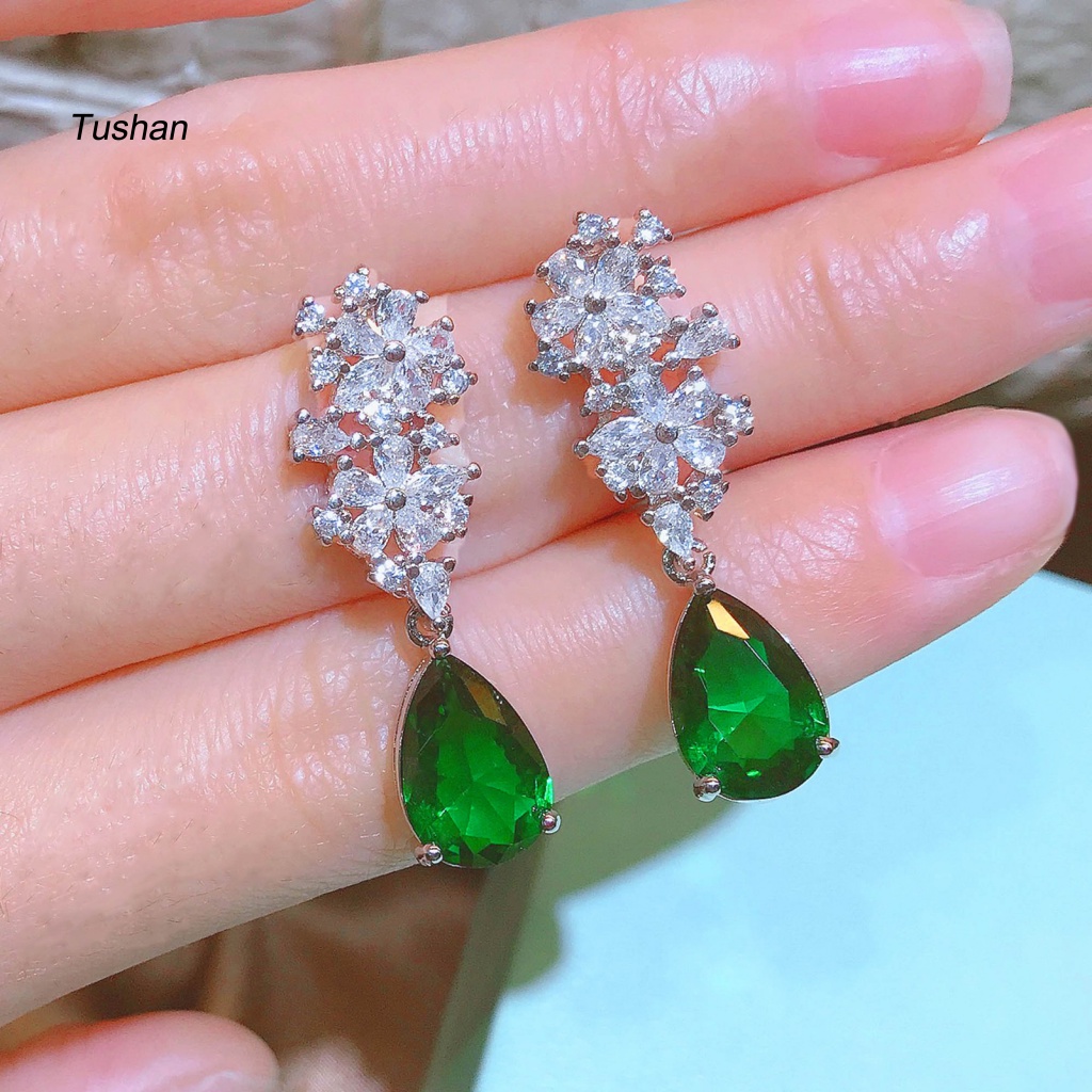 1 Đôi Bông Tai Hình Giọt Nước Họa Tiết Hình Học Thời Trang