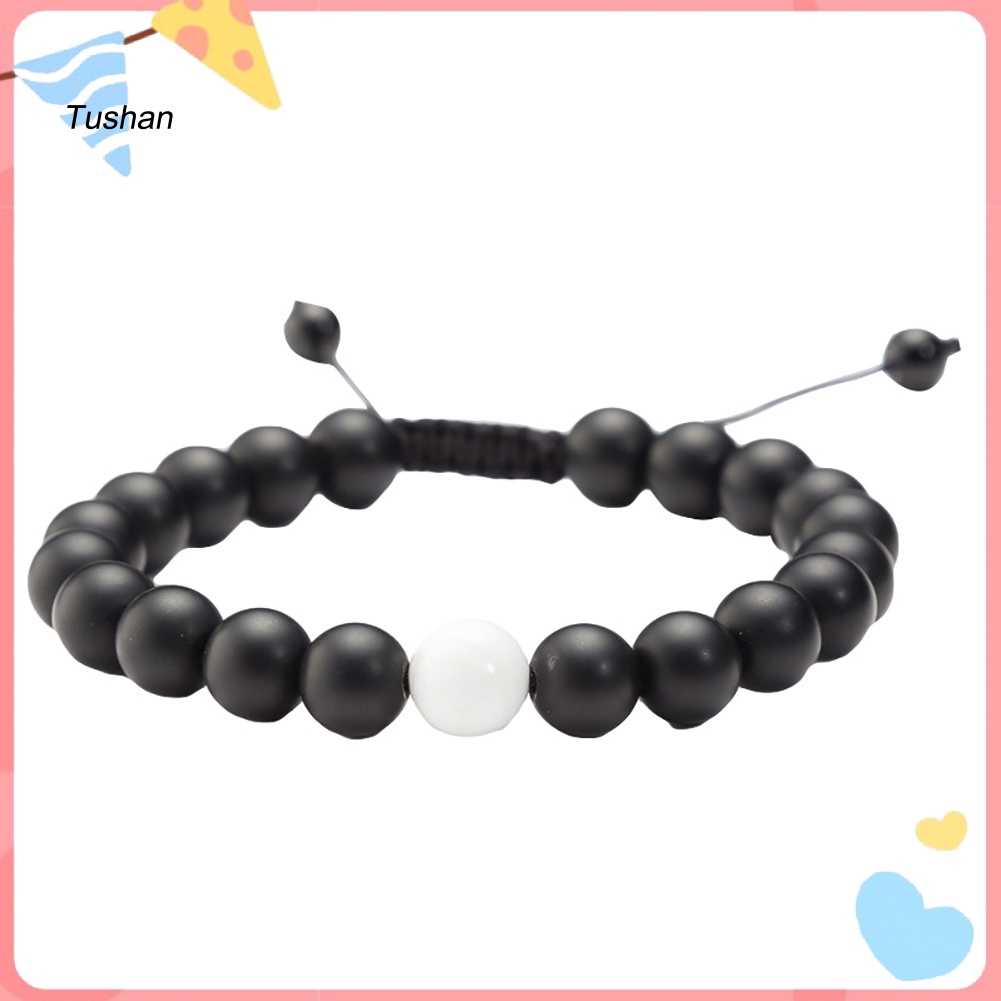 Set 1 / 2 Vòng Tay Chuỗi Hạt Đá Mã Não Có Thể Điều Chỉnh Thời Trang Unisex