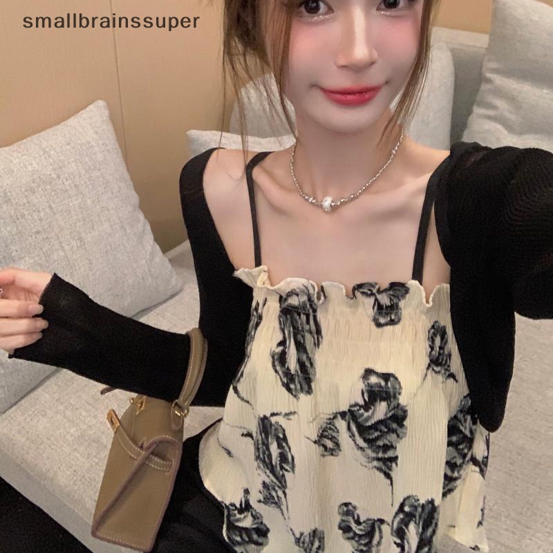 Áo Hai Dây Mùa Hè Dáng Rộng Họa Tiết Hoa Gợi Cảm Cho Nữ