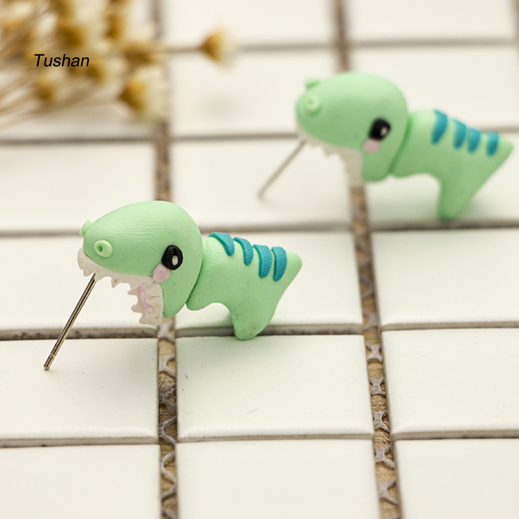 Khuyên Tai Hình Khủng Long Hoạt Hình 3D Bằng Đất Sét Polymer Dành Cho Nữ