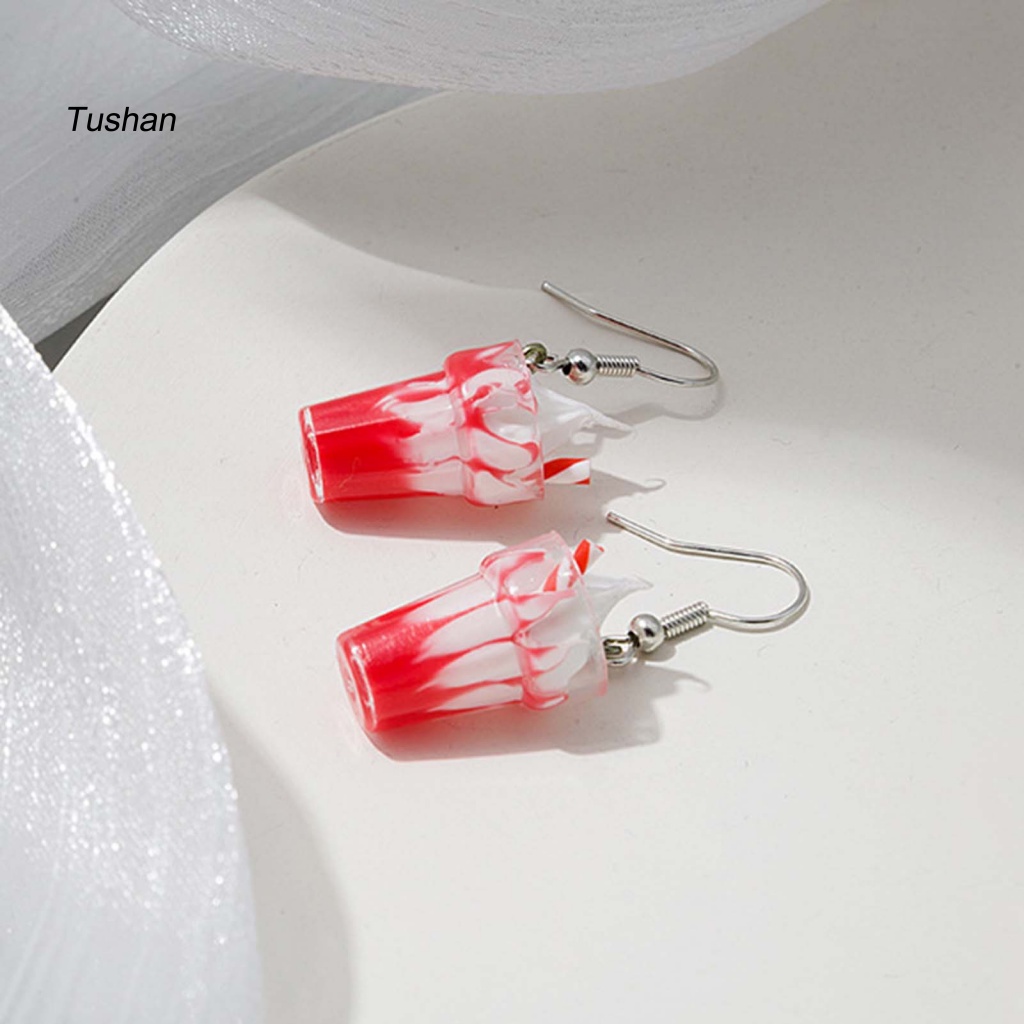 1 Đôi Bông Tai Dáng Dài Hình Ly Kem Phong Cách Hàn Quốc