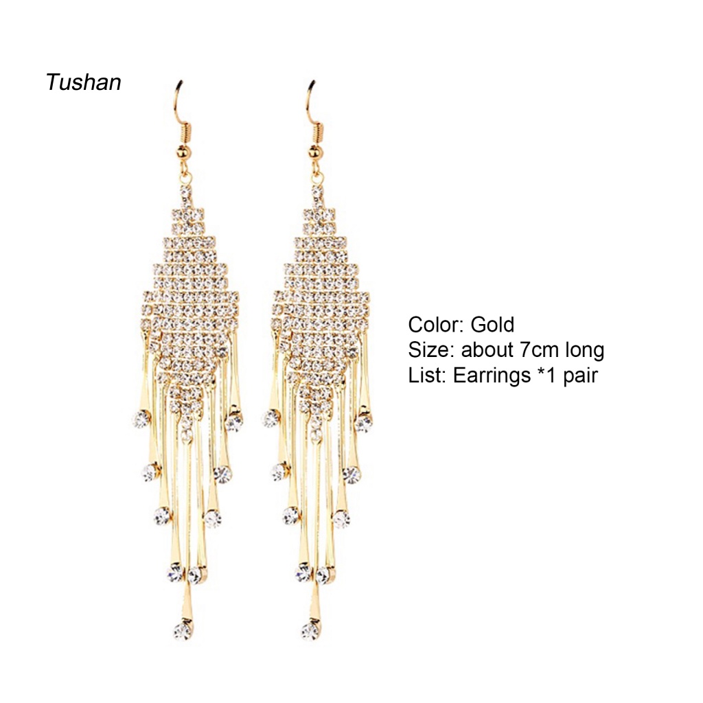 1 Đôi Bông Tai Tua Rua Đính Đá Thời Trang