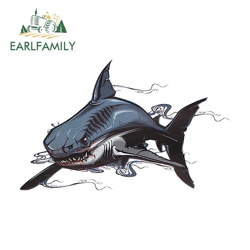 Stickers Dán Trang Trí Xe Hơi / Xe Máy / laptop Chống Trầy Xước Chống Thấm Nước Hình Cá Mập Kích Thước 13Cmx8.1Cm