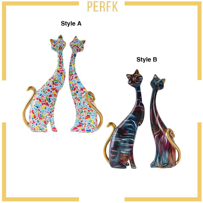 Set 2 Tượng Mèo Bằng Nhựa Resin Trang Trí Phòng Khách