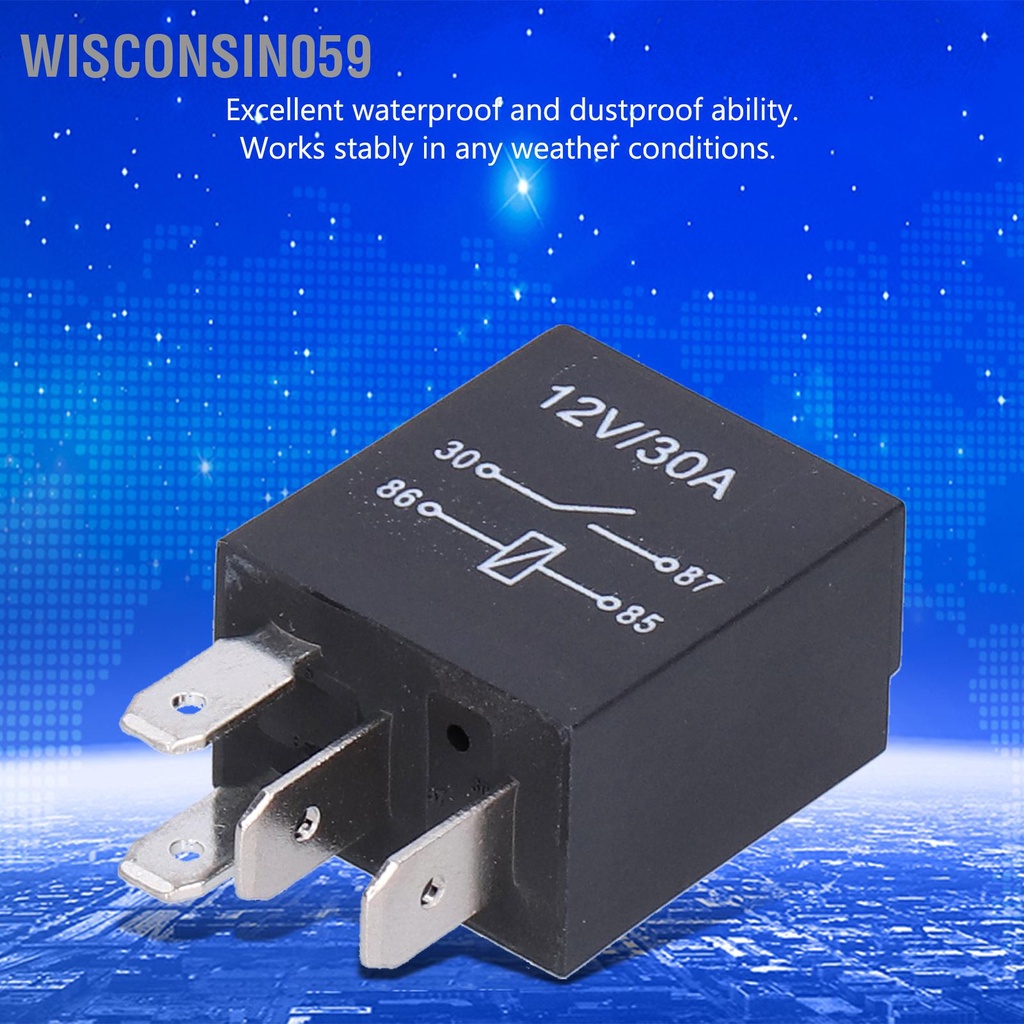 Wisconsin059 10 Cái Violet Relay 12V 30A Bộ Chống Nước Cho Ô Tô Đèn Sương Mù Điều Hòa Không Khí