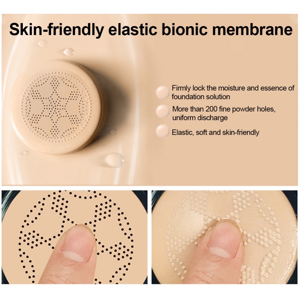 Kem Nền BB CC Dạng Air Cushion Dưỡng Ẩm Làm Trắng Da Màu Sắc Tự Nhiên Kèm Cọ Đầu Nấm Tiện Dụng