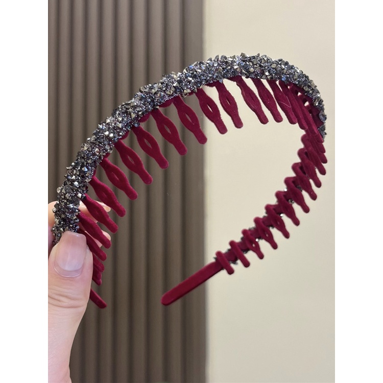 Băng Đô Nhung Đính Kim Cương Giả Kiểu Hàn Quốc Tiện Dụng Rửa Mặt