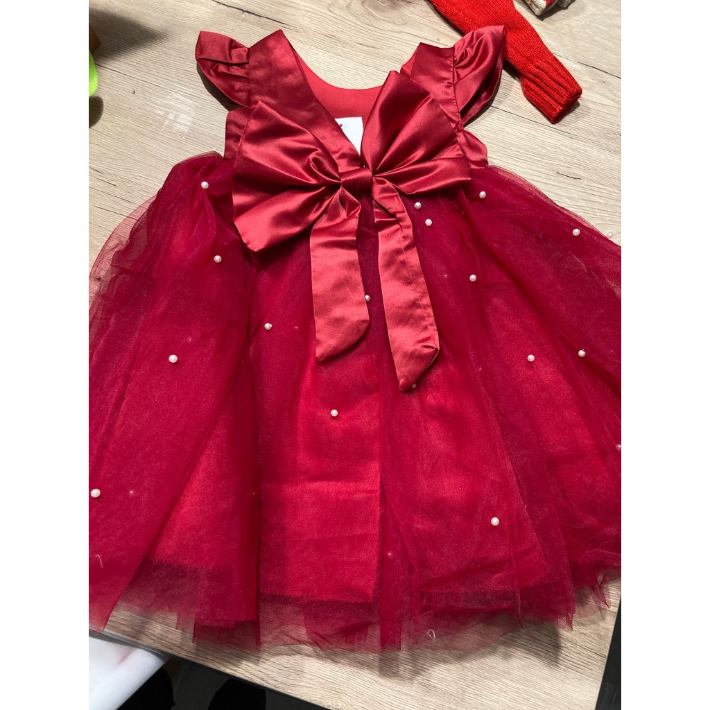 Đầm Công Chúa Dự Tiệc Đính Nơ Xinh Xắn Cho Bé Gái