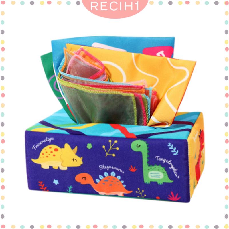 [Recih] Hộp Khăn Giấy Kéo Hoạt Động Phát Triển Kỹ Năng Động Cơ Tốt Hình Vuông Nhiều Màu Sắc Đồ Chơi Thoải Mái Cho Bé