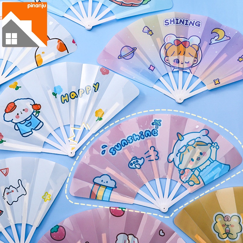 Quạt Gấp Cầm Tay Họa Tiết Thỏ Hoạt Hình Dễ Thương