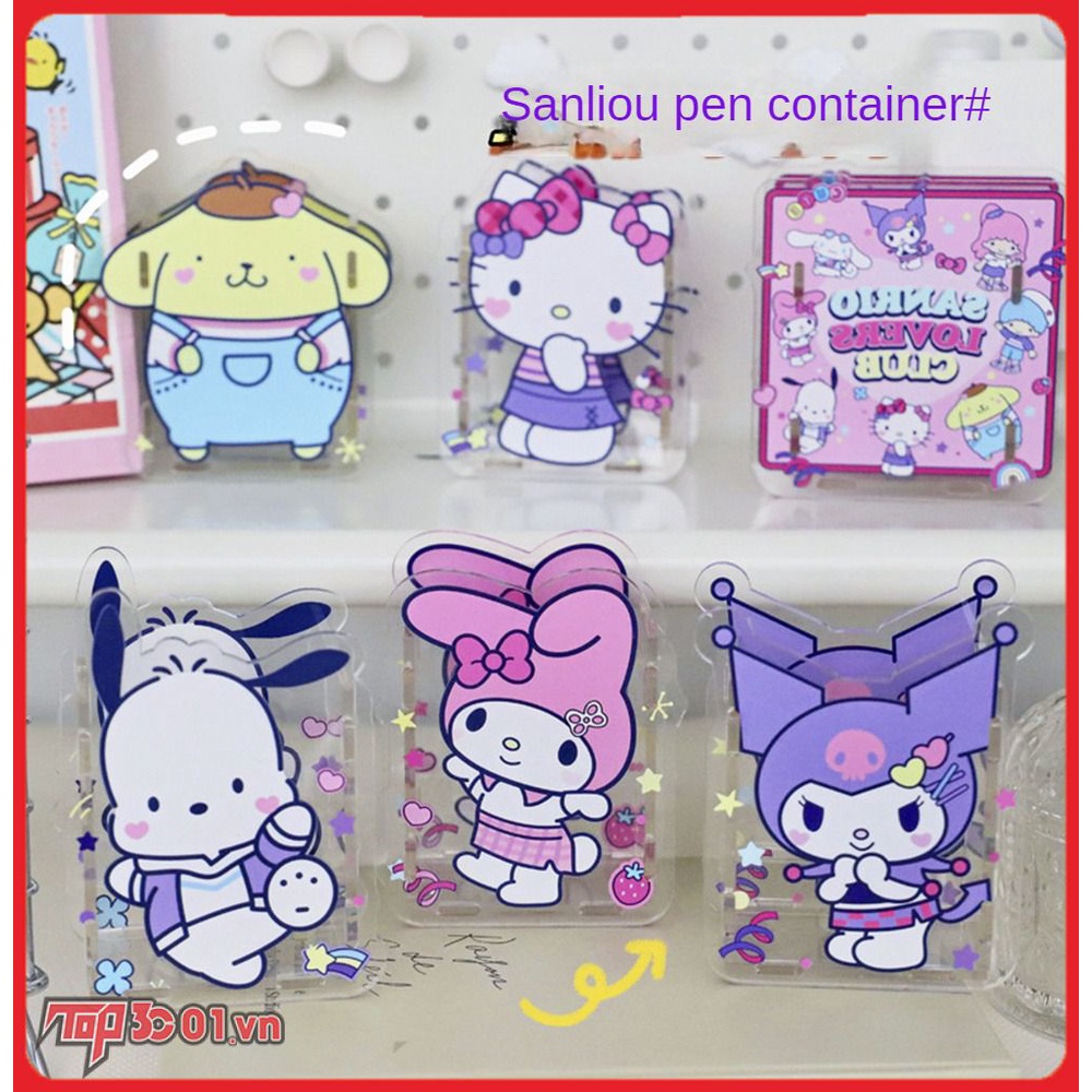 Sanrio Phim Hoạt Hình Chủ Bút Acrylic Dễ Thương Chủ Bút Sinh Viên Máy Tính Để Bàn Văn Phòng Phẩm Lưu Trữ Hộp Mỹ Phẩm Bàn Chải Lưu Trữ Xô Container | Top3c01
