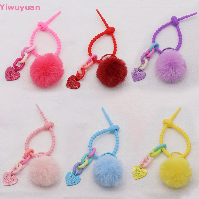 < Yiwuyuan > Móc Chìa Khóa Bằng Silicon Mặt Dây Bóng Lông Nhiều Màu Thời Trang Phụ Kiện Làm Trang Sức / Túi X