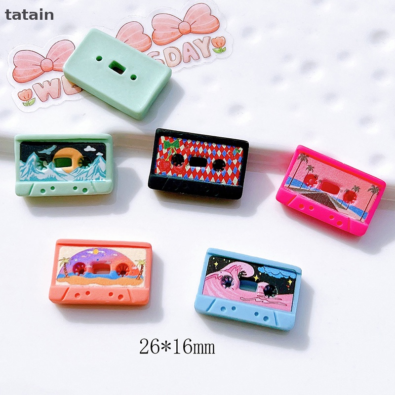 Tatain Set 5 Cuộn Băng Keo Resin Mini Họa Tiết Âm Nhạc Phẳng Ch Cabochon Thu Nhỏ