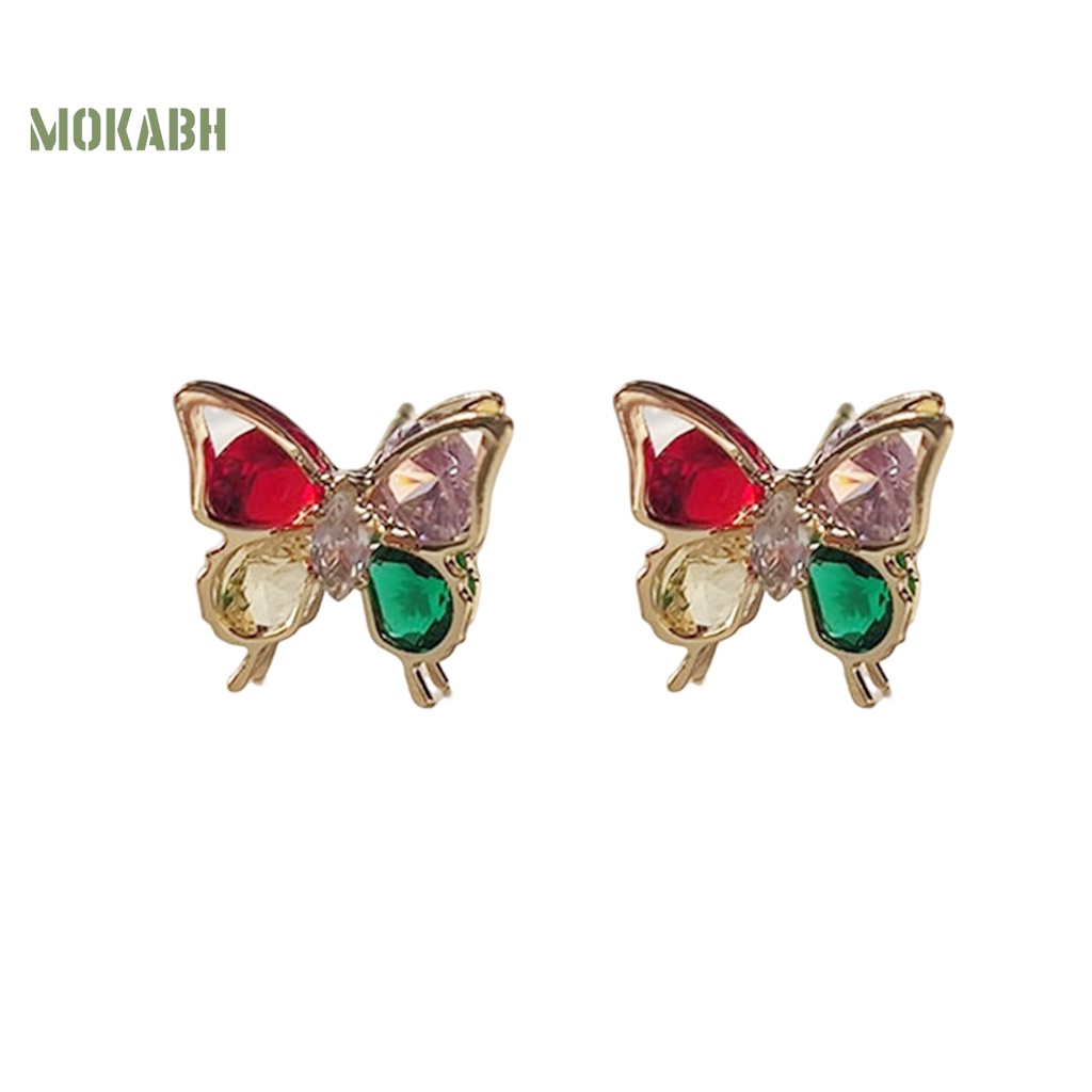 1 Đôi Bông Tai Hình Bướm Nhỏ Xinh Bằng Hợp Kim Đính Đá Zircon Dành Cho Nữ