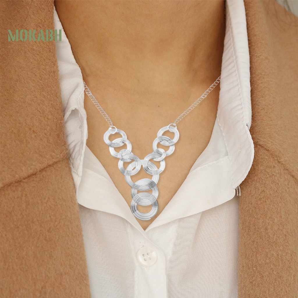 [Mới] Vòng Cổ Nhiều Lớp Mặt Hình Học Mạ Điện Không Phai Màu Phong Cách Âu Mỹ Tối Giản Cho Nữ