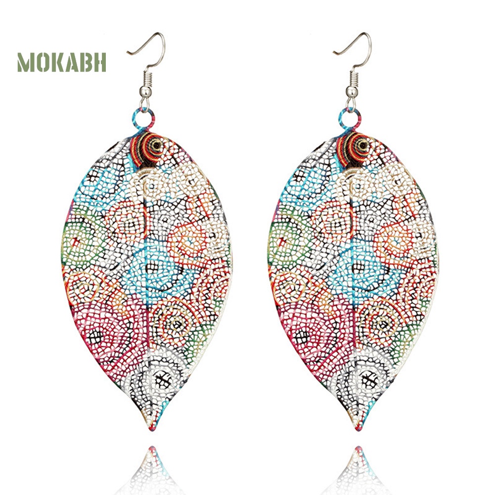 Bông Tai Hình Chiếc Lá Nhiều Màu Sắc Phong Cách Vintage Thời Trang Cho Nữ