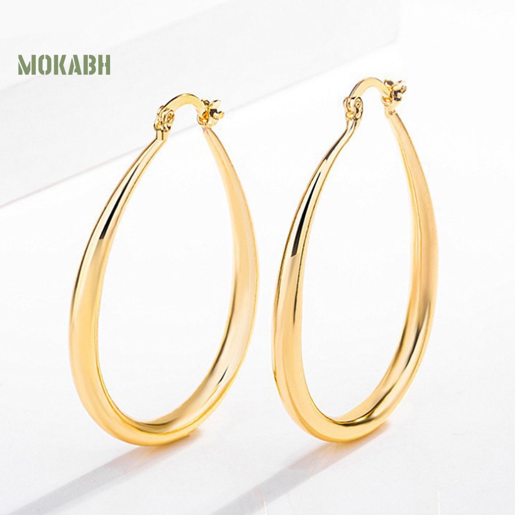 1 Đôi Bông Tai Hợp Kim Hình Oval Đơn Giản Dành Cho Nữ