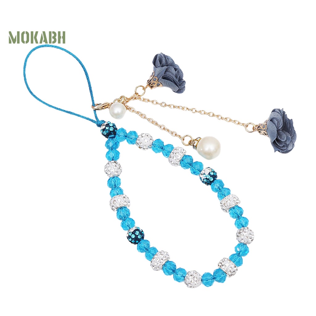 [Mới] Vòng Đeo Tay Chuỗi Hạt Pha Lê Giả Ngọc Trai Mặt Hoa Trang Trí Điện Thoại Di Động Thời Trang Cho Nữ