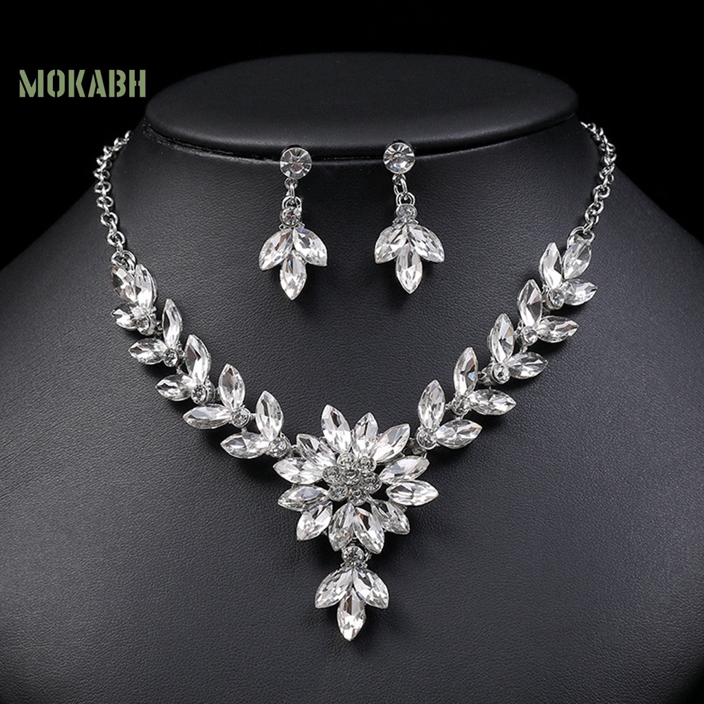 1 Bộ Vòng cổ Và Bông Tai Đính Đá Pha Lê Giả Màu Sắc Tương Phản Phong Cách Vintage Dành Cho Nữ