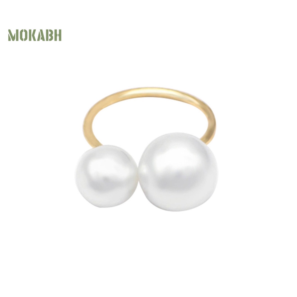 Nhẫn Hở Hai Đầu Đính Ngọc Trai Giả Bằng Hợp Kim Thời Trang Cho Nữ