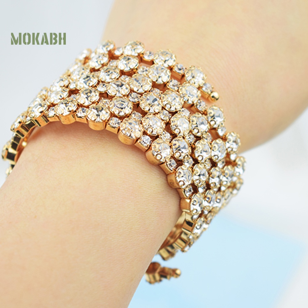 [Mok Abh] Vòng Tay Nhiều Hàng Đính Đá Zircon Sang Trọng Cho Nữ