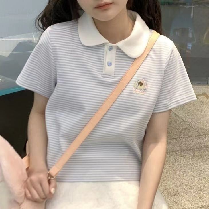 Áo Croptop Cổ polo Ngọt Ngào Dễ Thương Thời Trang Mùa Hè Cho Bạn Gái