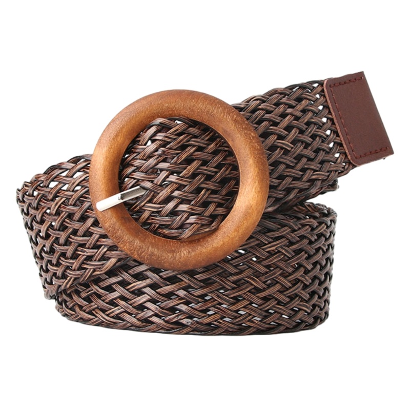 Thắt Lưng Dây Vải Dệt Tay Khóa Tròn Bản Rộng Co Giãn Phong Cách Bohemian Dành Cho Nữ