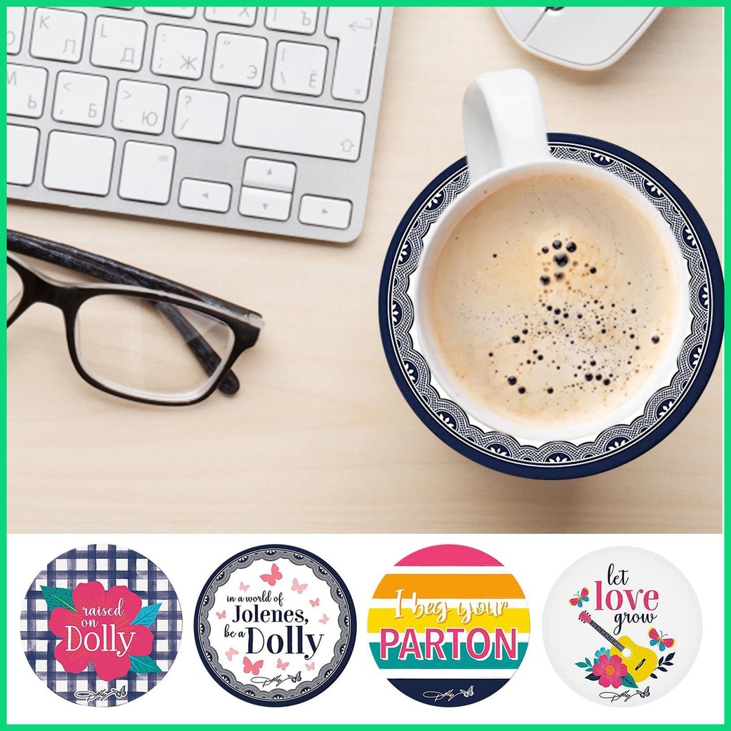 Set 8 Tấm Lót Cốc Hình Tròn Bằng Acrylic Cách Nhiệt Chống Trượt Tiện Dụng