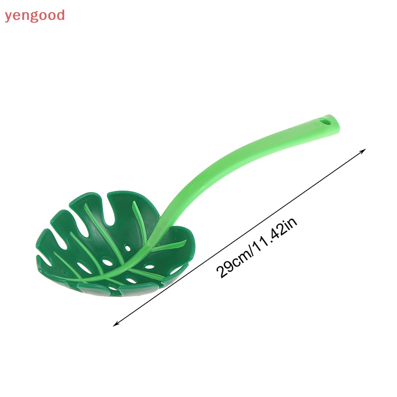 (YGD) Muỗng Ăn Mì Ý Cán Dài Hình Lá Monstera Xanh