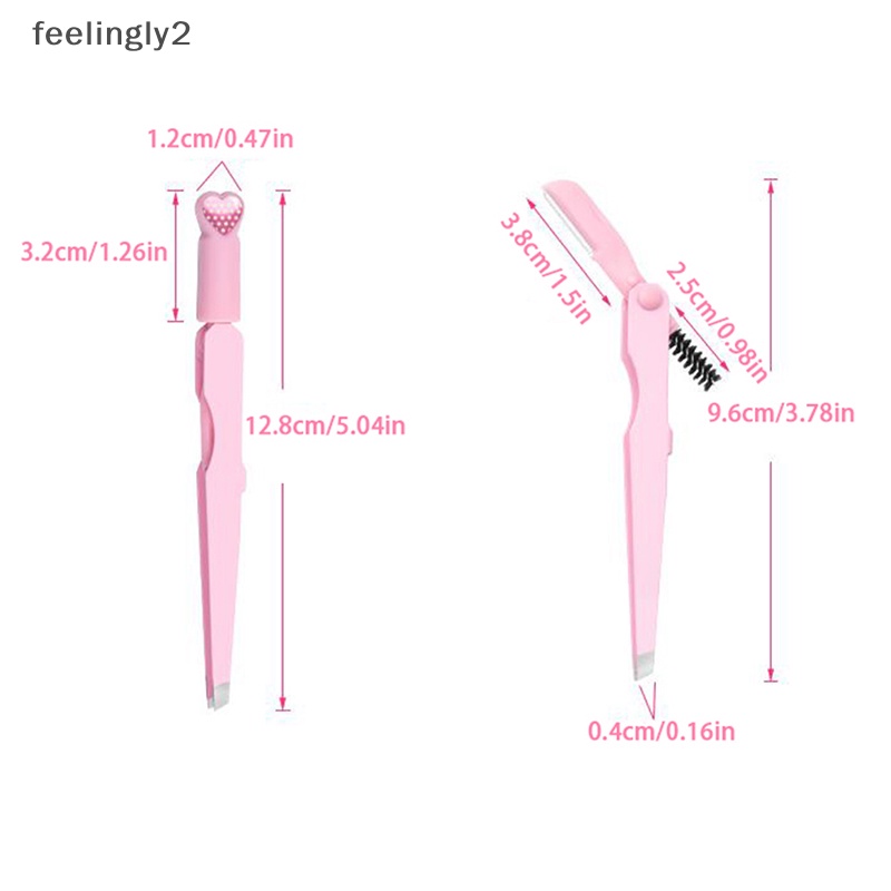 Nhíp Nhổ Lông Mày / Lông Mi 3 Trong 1 Bằng Thép Không Gỉ Kèm Lược Chải Tiện Dụng