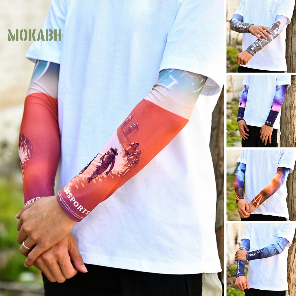 Găng Tay Chống Nắng Bằng Lụa Lạnh Co Giãn Thoáng Khí In Họa Tiết Thời Trang Cho Nam Và Nữ