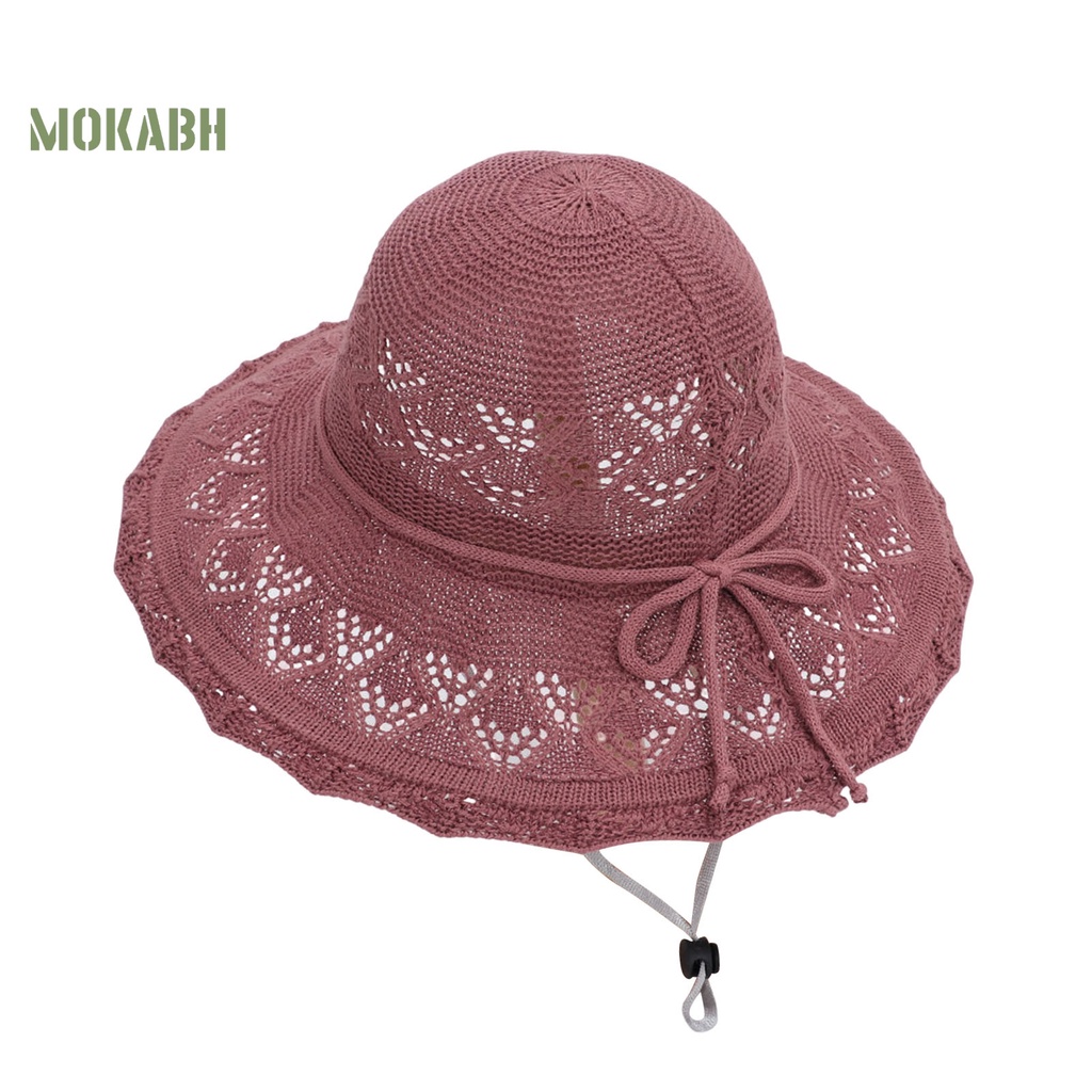 [Mok Abh] Mũ Rộng Vành Thắt Nơ Có Thể Điều Chỉnh Thời Trang Đi Biển Mùa Hè