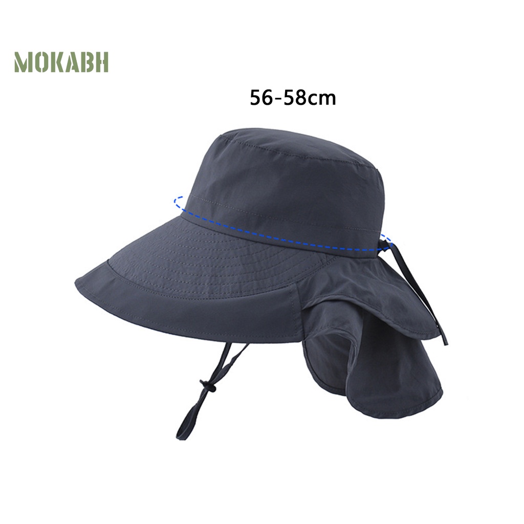 [Mok Abh] Mũ Vành Rộng Chống Gió Thiết Kế Điều Chỉnh Được Có Dây Buộc Tóc Đuôi Ngựa Nhẹ Nhà
