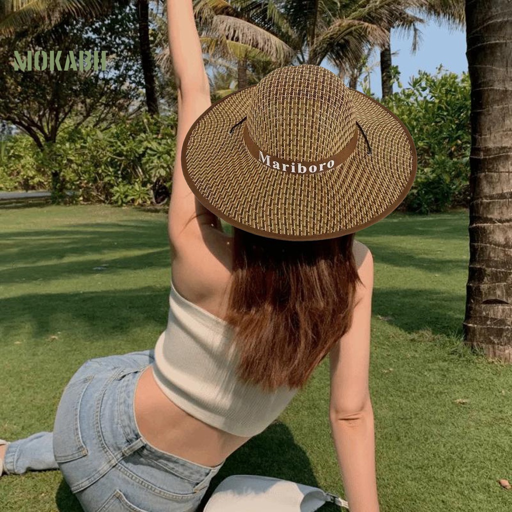 Nón Cối Rộng Vành Thiết Kế Dây Rút Thoải Mái Chống Nắng Thời Trang Đi Biển Mùa Hè Cho Nữ