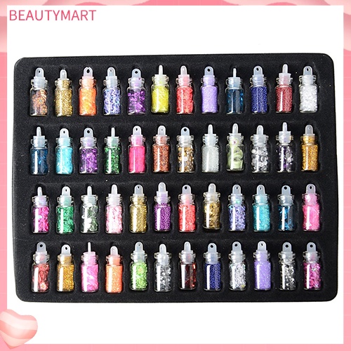 Set 48 Hạt Kim Sa Tráng Gương Nhiều Màu Lấp Lánh Trang Trí Móng Nghệ Thuật