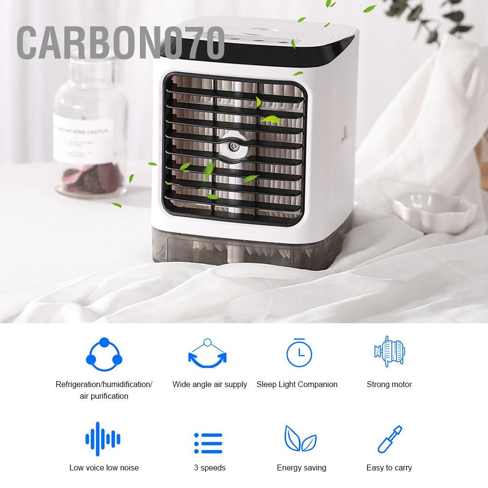 Carbon070 Quạt điều hòa di động USB Máy tạo độ ẩm làm mát không khí có đèn LED cho phòng ngủ văn tại nhà